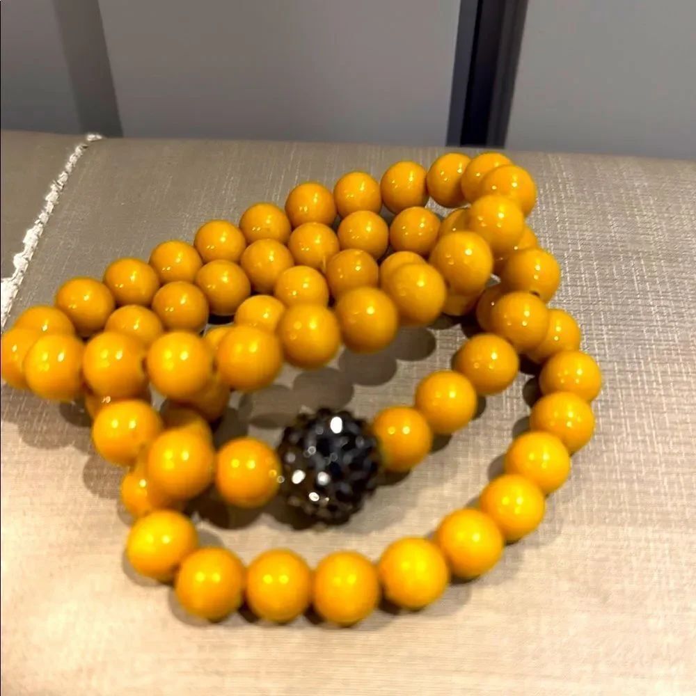 Yellow Beaded Necklace with Black Accent bundle 3